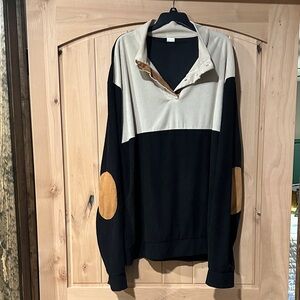 Colorblock Pullover with Tan Elbow Patches